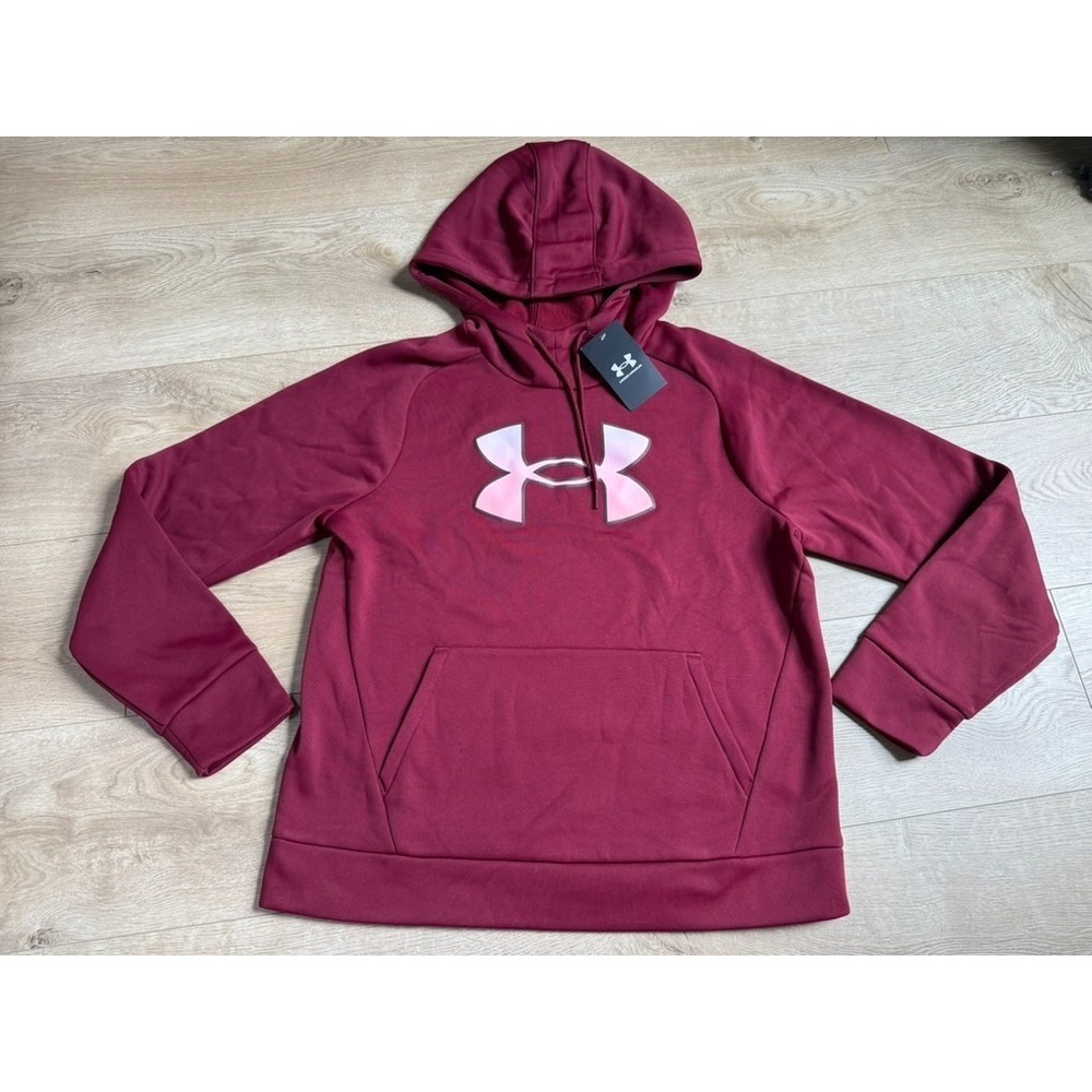 NWT Womens Under Armour fleece Hoodie loose fit $50 burgundy lightweight size M